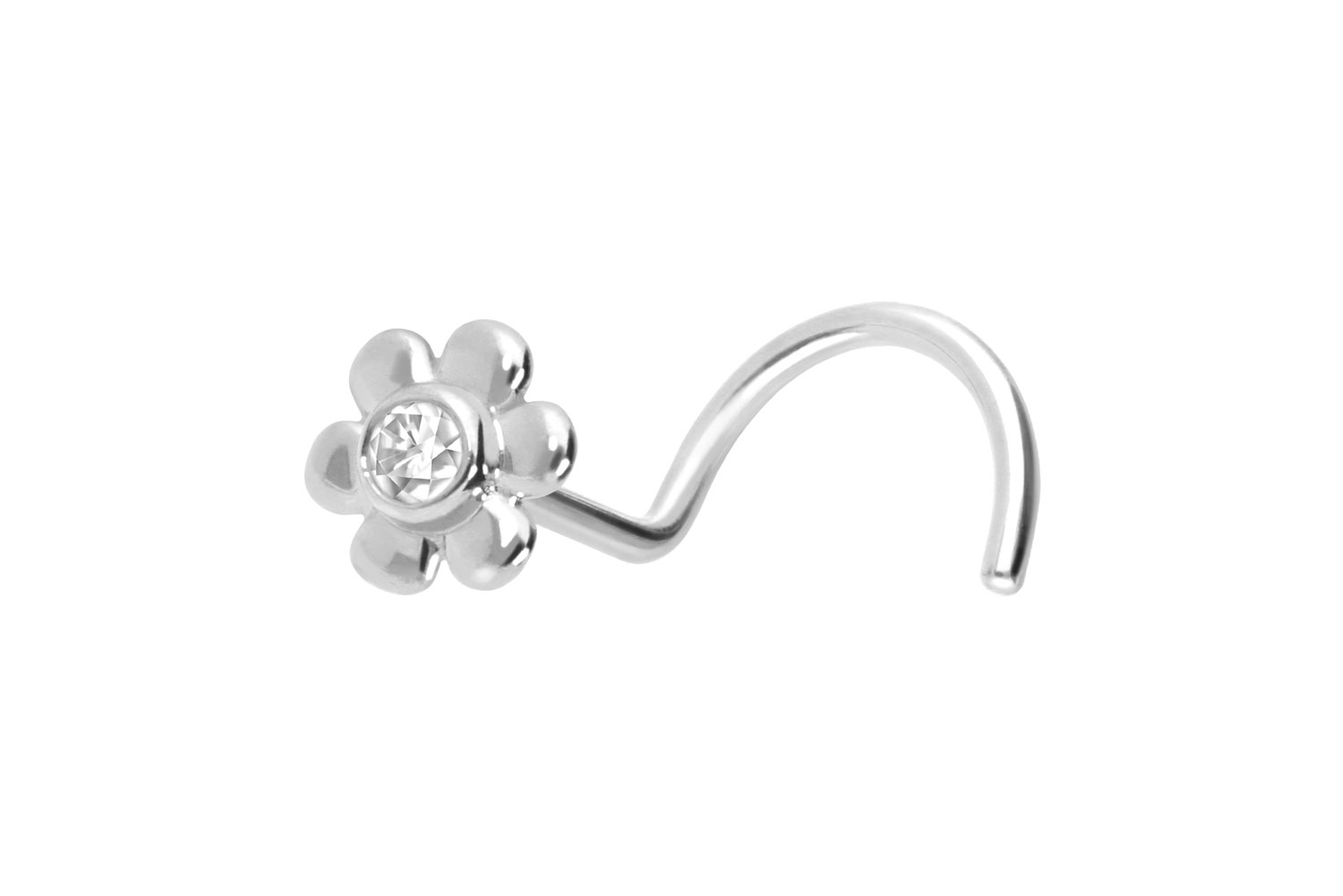 14/18 Karat Gold Nasenstecker Nasenpiercing Spirale MOISSANIT + BLUME